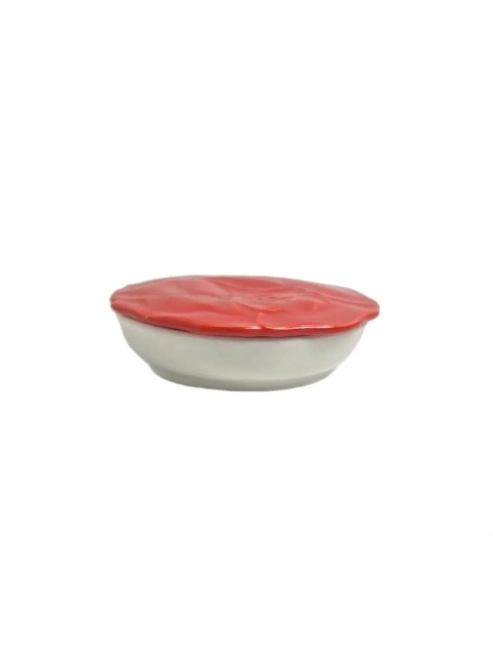 Red Rose Covered Trinket Dish Made in Japan